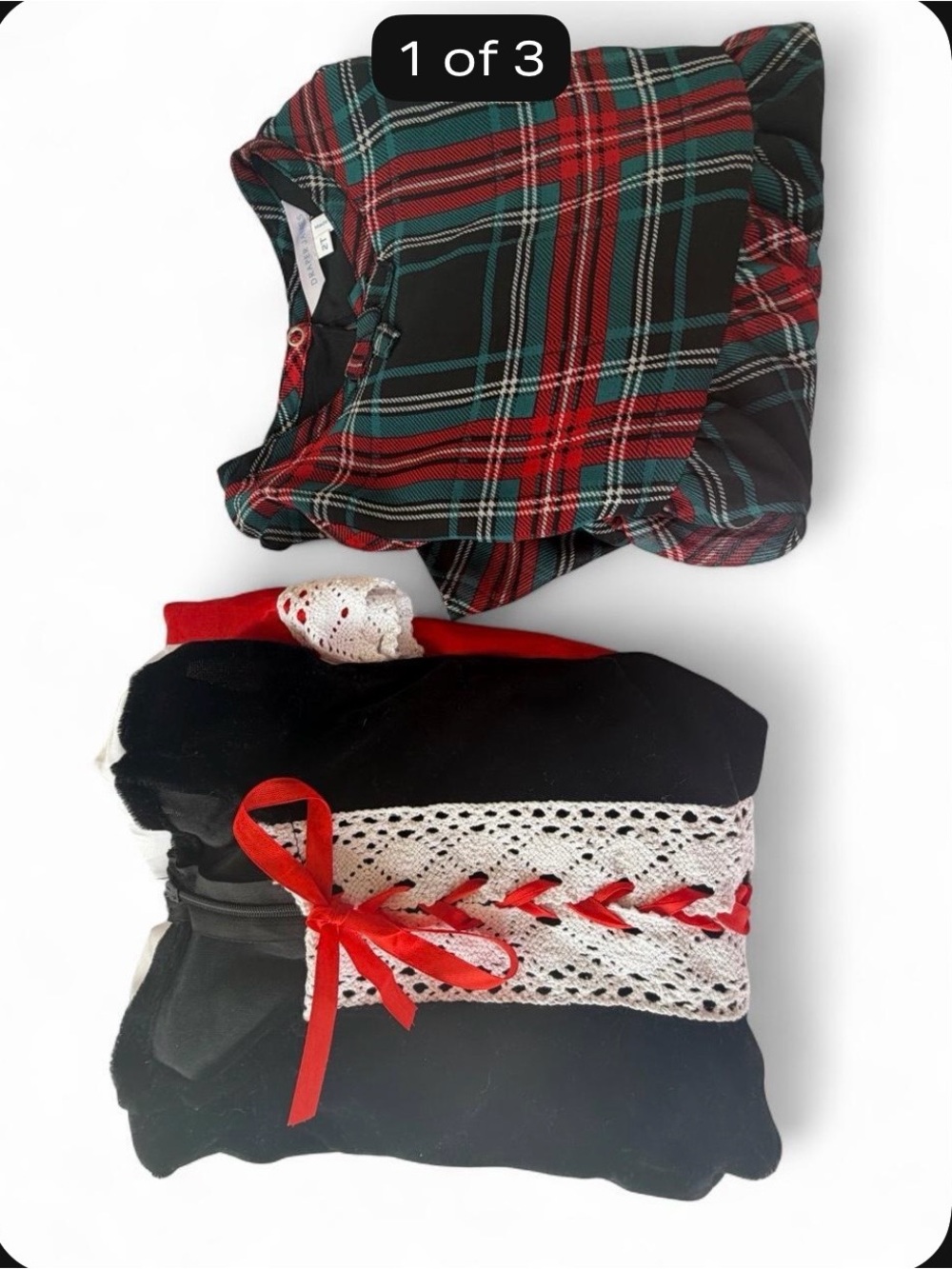 Bundle of 2  2T  girls Draper James Girls Black Dress with Red Ribbon & Plaid
